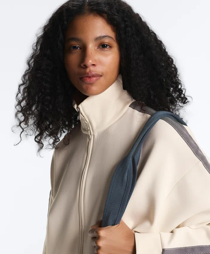 Veste en coton piqué avec bande à chevrons sur les côtés Veste en coton piqué avec bande à chevrons sur les côtés