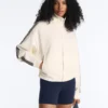 Veste en coton piqué avec bande à chevrons sur les côtés Veste en coton piqué avec bande à chevrons sur les côtés