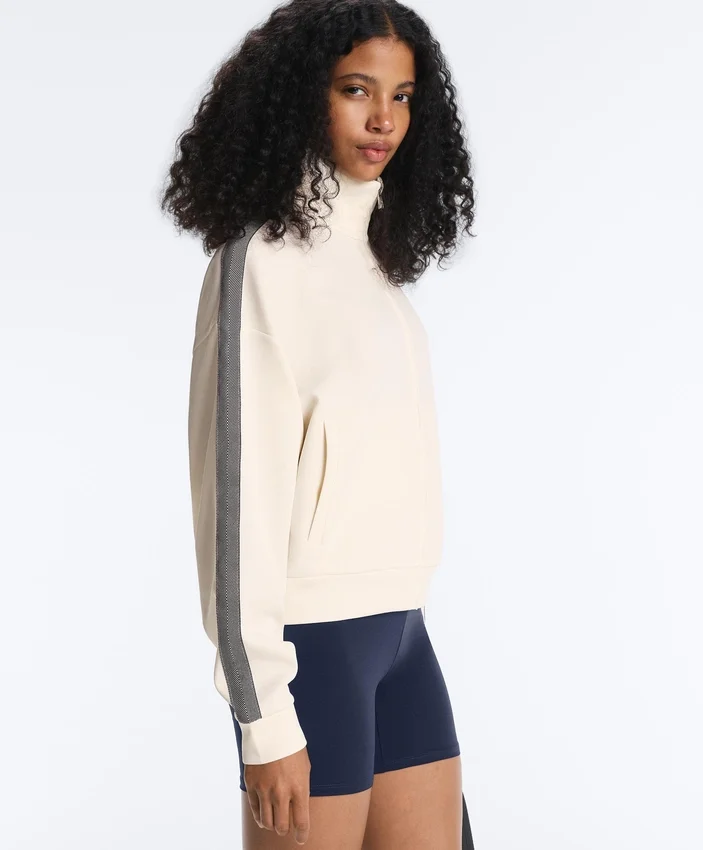 Veste en coton piqué avec bande à chevrons sur les côtés Veste en coton piqué avec bande à chevrons sur les côtés