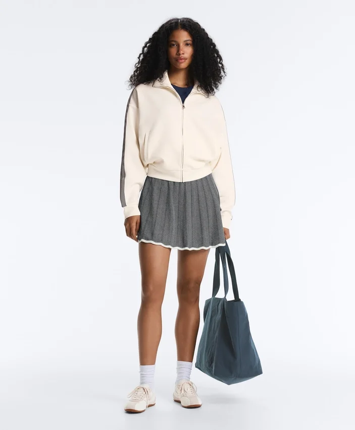 Veste en coton piqué avec bande à chevrons sur les côtés Veste en coton piqué avec bande à chevrons sur les côtés