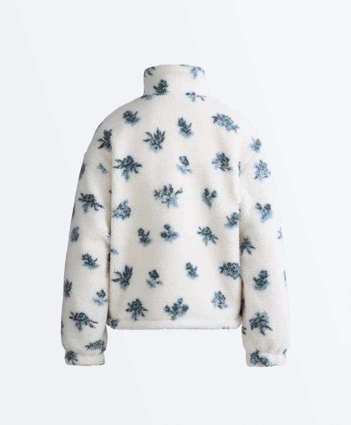 Veste en fausse peau lainée à motif floral Veste en fausse peau lainée à motif floral