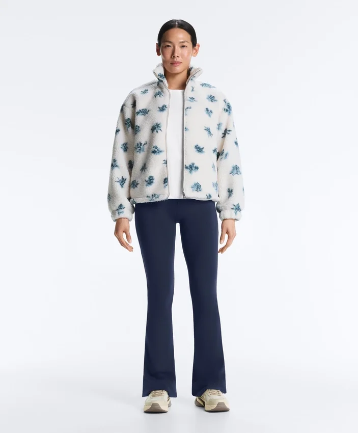 Veste en fausse peau lainée à motif floral Veste en fausse peau lainée à motif floral