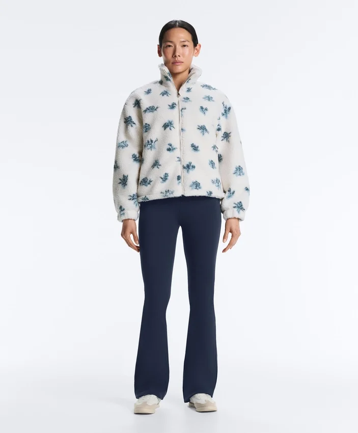 Veste en fausse peau lainée à motif floral Veste en fausse peau lainée à motif floral