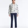 Veste en fausse peau lainée à motif floral Veste en fausse peau lainée à motif floral