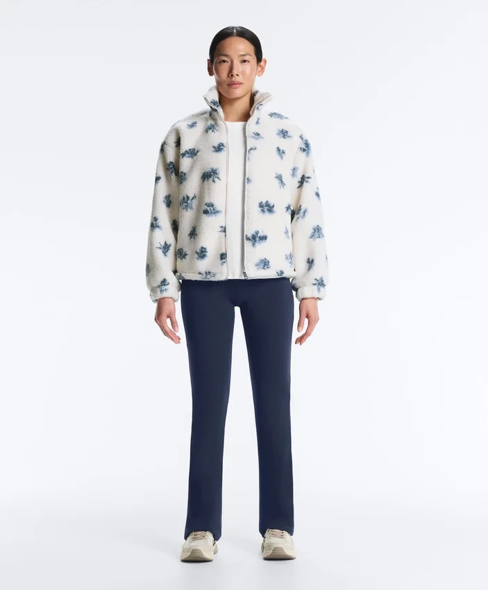 Veste en fausse peau lainée à motif floral Veste en fausse peau lainée à motif floral
