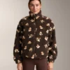 Veste en imitation peaux lainées à imprimé floral Veste en imitation peaux lainées à imprimé floral