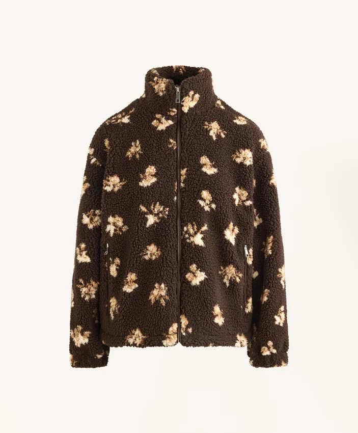 Veste en imitation peaux lainées à imprimé floral Veste en imitation peaux lainées à imprimé floral