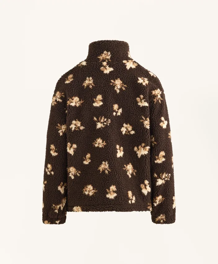 Veste en imitation peaux lainées à imprimé floral Veste en imitation peaux lainées à imprimé floral