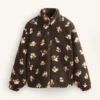 Veste en imitation peaux lainées à imprimé floral Veste en imitation peaux lainées à imprimé floral