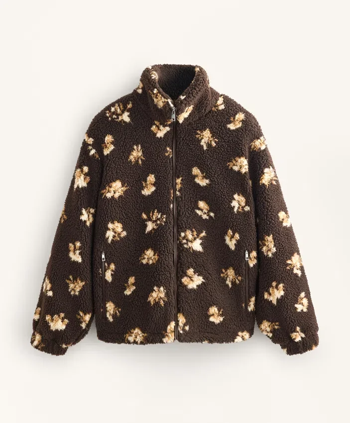 Veste en imitation peaux lainées à imprimé floral Veste en imitation peaux lainées à imprimé floral