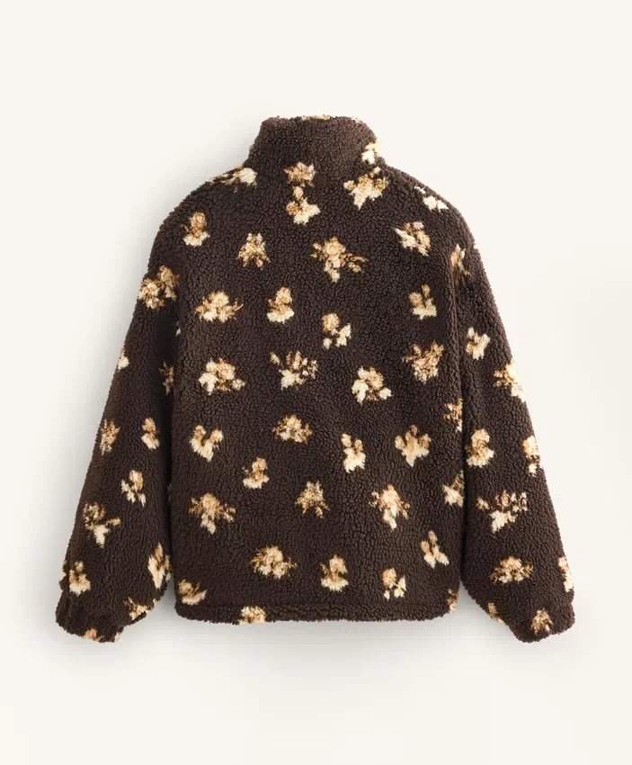 Veste en imitation peaux lainées à imprimé floral Veste en imitation peaux lainées à imprimé floral