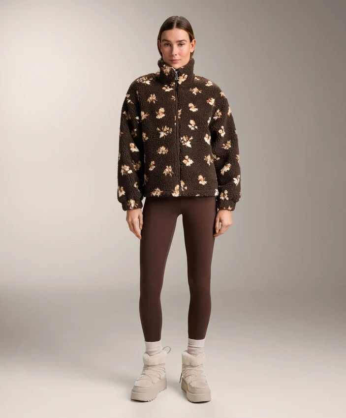 Veste en imitation peaux lainées à imprimé floral Veste en imitation peaux lainées à imprimé floral