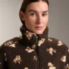 Veste en imitation peaux lainées à imprimé floral Veste en imitation peaux lainées à imprimé floral