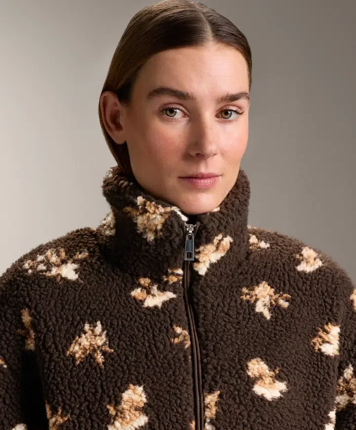 Veste en imitation peaux lainées à imprimé floral Veste en imitation peaux lainées à imprimé floral