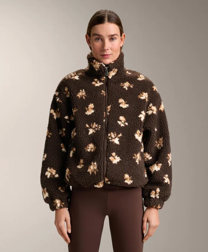 Veste en imitation peaux lainées à imprimé floral Veste en imitation peaux lainées à imprimé floral