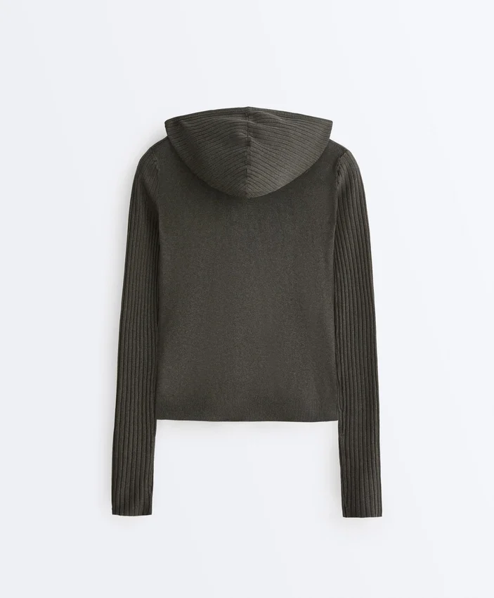 Veste en maille ajustée avec capuche Veste en maille ajustée avec capuche