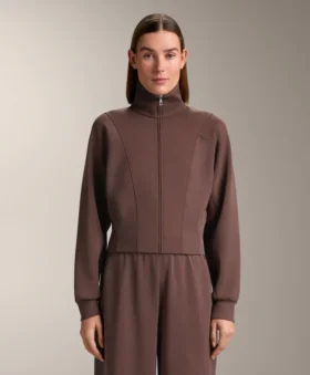 Veste en maille côtelée brossée avec modal