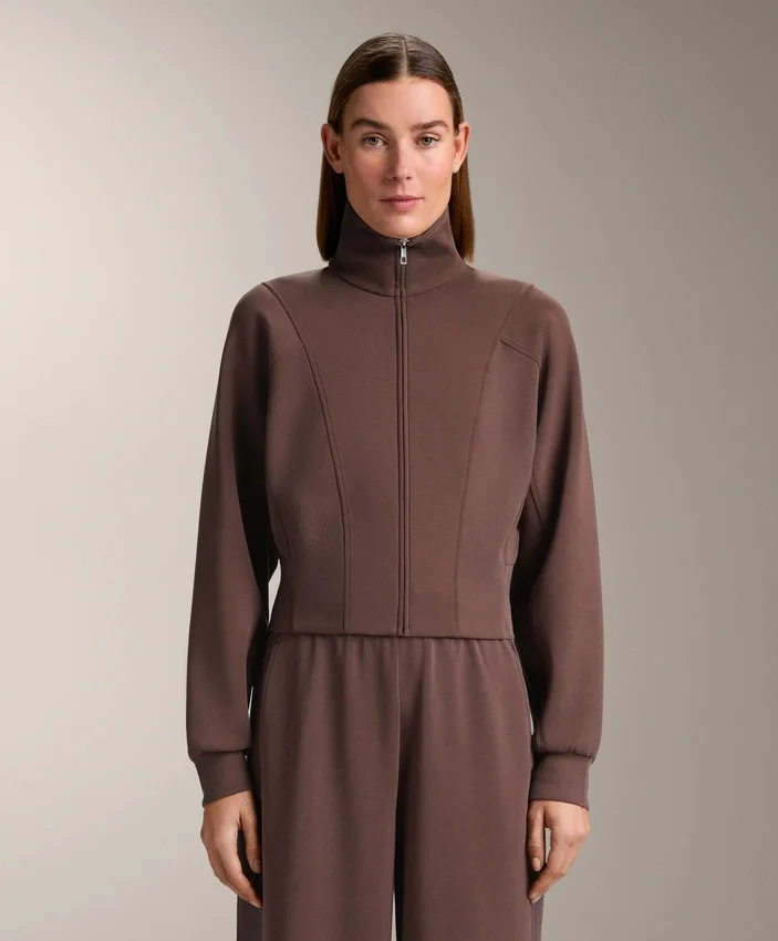 Veste en maille côtelée brossée avec modal Veste en maille côtelée brossée avec modal
