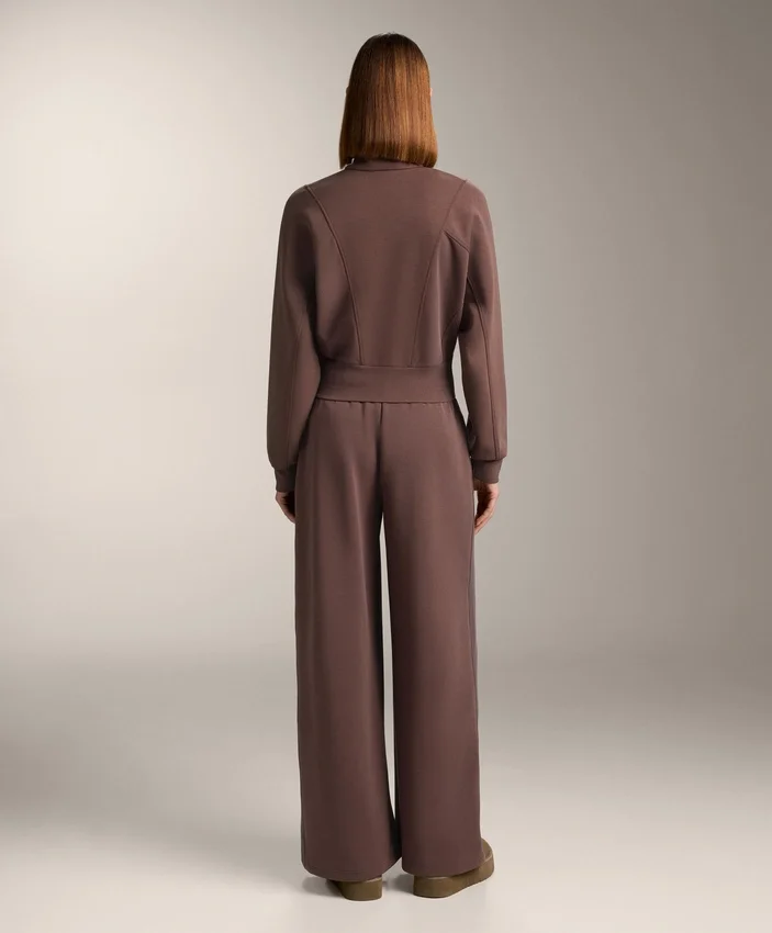 Pantalon droit à jambes larges en modal brossé Pantalon droit à jambes larges en modal brossé