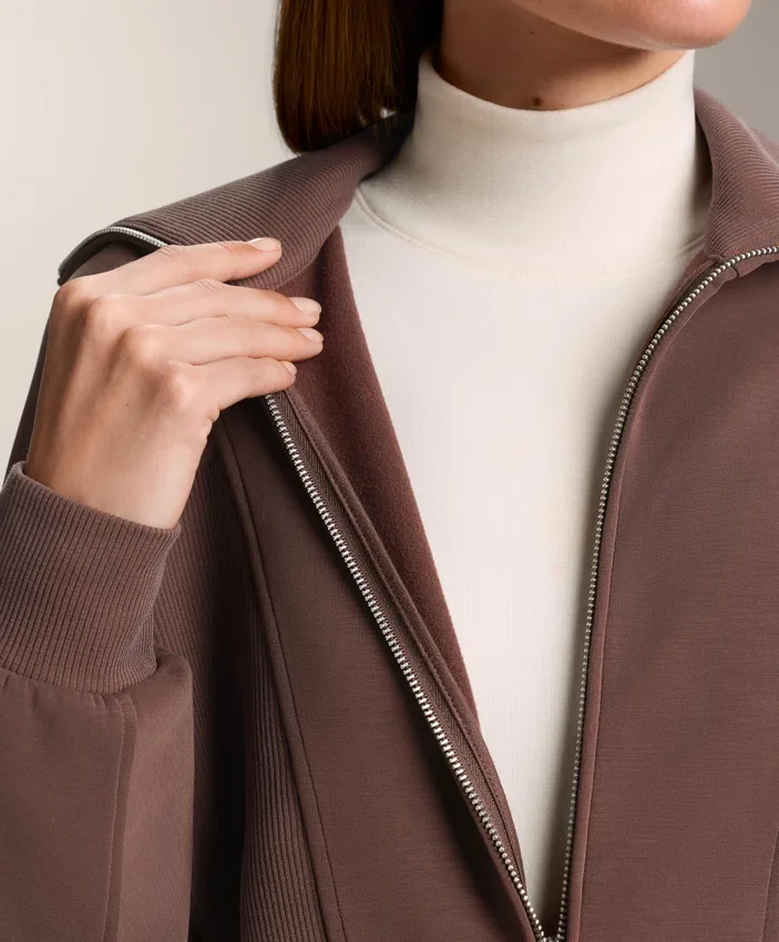 Veste en maille côtelée brossée avec modal Veste en maille côtelée brossée avec modal