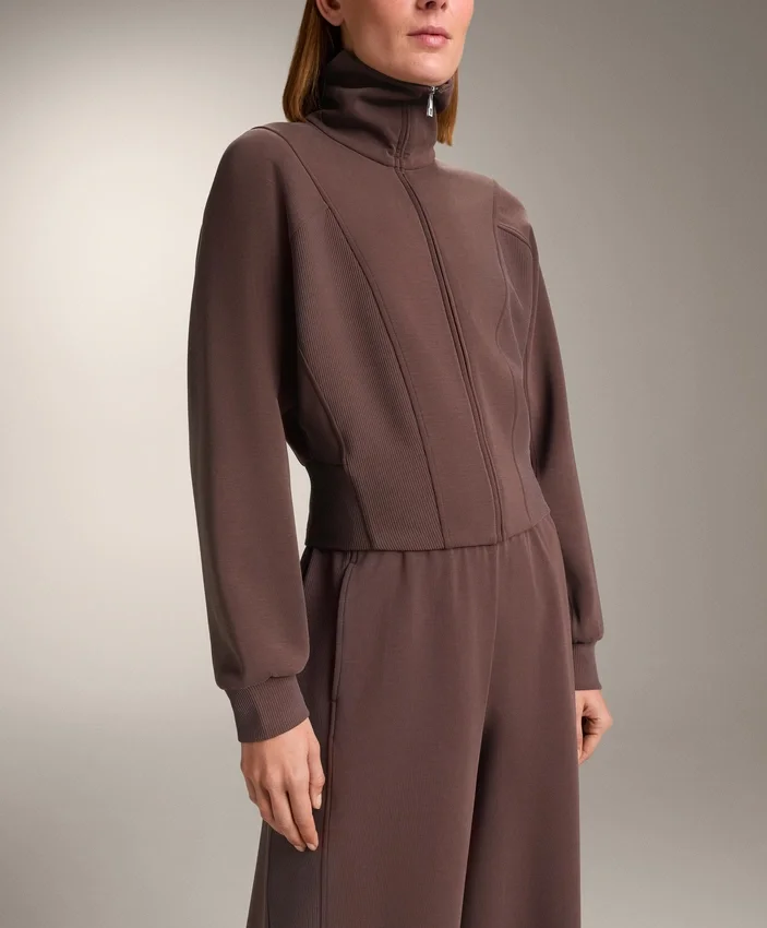 Veste en maille côtelée brossée avec modal Veste en maille côtelée brossée avec modal