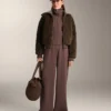 Pantalon droit à jambes larges en modal brossé Pantalon droit à jambes larges en modal brossé