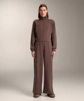 Pantalon droit à jambes larges en modal brossé