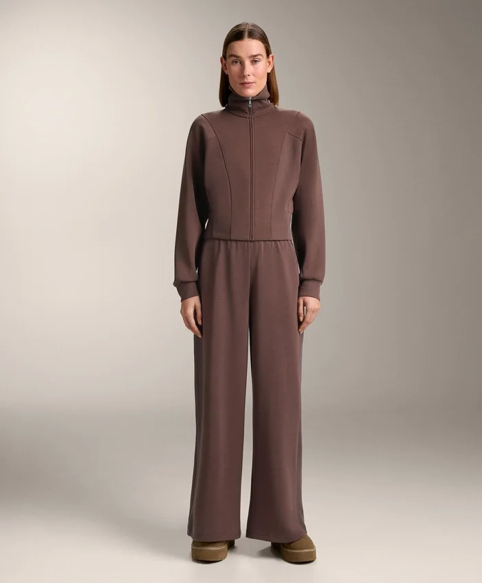 Pantalon droit à jambes larges en modal brossé Pantalon droit à jambes larges en modal brossé