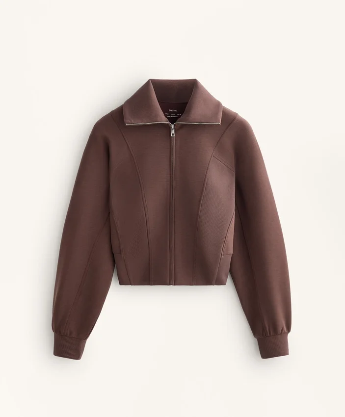 Veste en maille côtelée brossée avec modal Veste en maille côtelée brossée avec modal