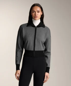 Veste en maille à imprimé pied-de-poule