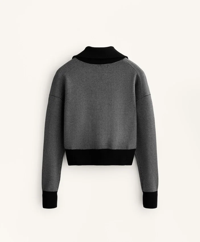 Veste en maille à imprimé pied-de-poule Veste en maille à imprimé pied-de-poule