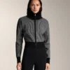Veste en maille à imprimé pied-de-poule Veste en maille à imprimé pied-de-poule