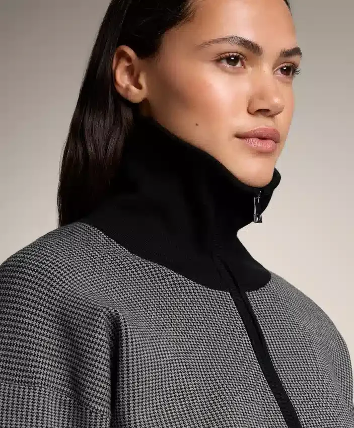 Veste en maille à imprimé pied-de-poule Veste en maille à imprimé pied-de-poule