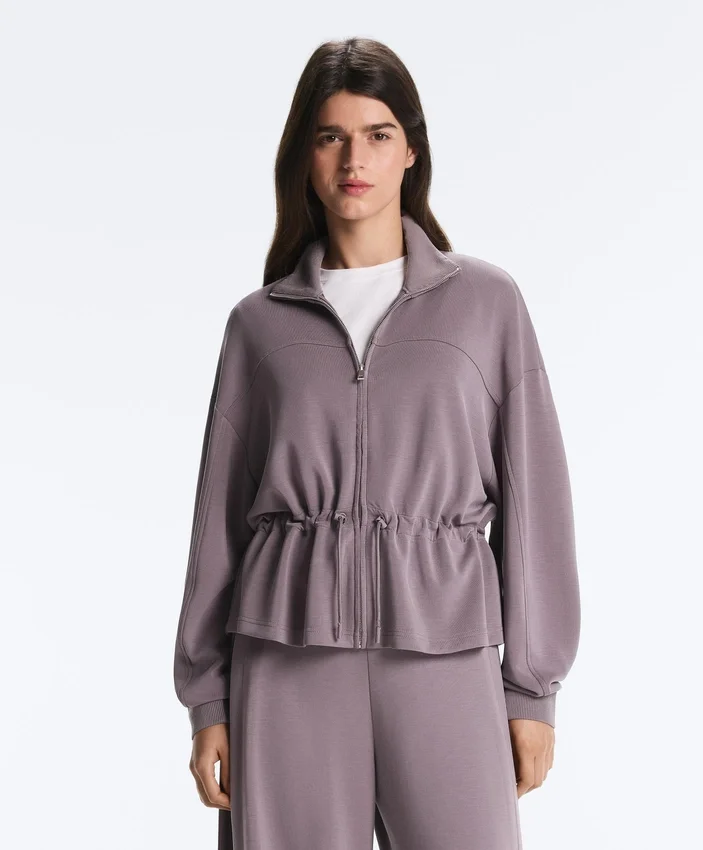 Veste en modal Soft Touch avec taille ajustable et col montant Veste en modal Soft Touch avec taille ajustable et col montant