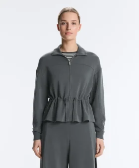 Veste en modal Soft Touch avec taille ajustable et col montant
