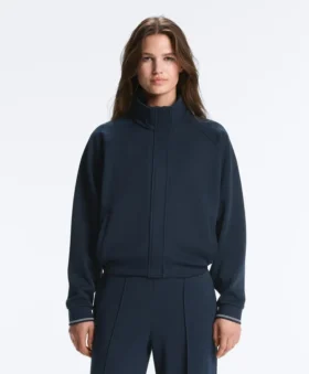 Veste en piqué avec passepoil contrasté en coton