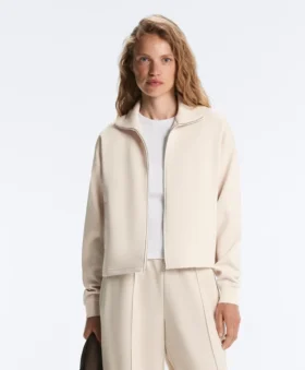 veste en piqu col montant en coton 2 280x339 - Veste en piqu&eacute; &agrave; col montant en coton