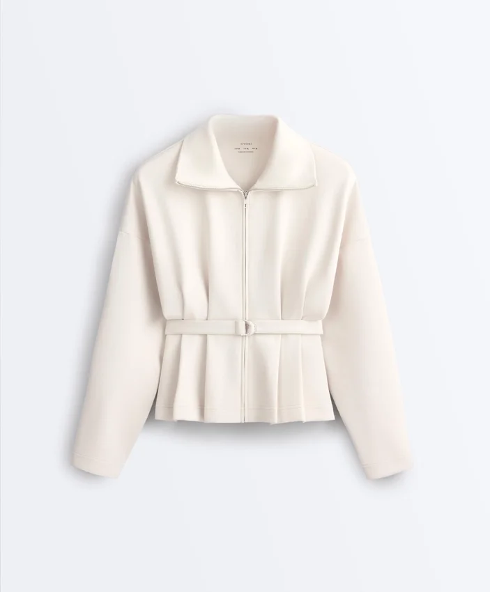 Veste en piqué de coton avec ceinture Veste en piqué de coton avec ceinture
