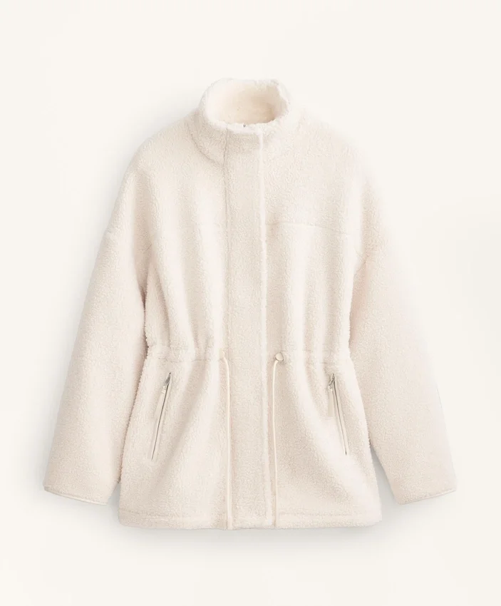 Veste en simili-peaux lainées à taille ajustable Veste en simili-peaux lainées à taille ajustable