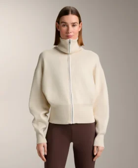 Veste en tricot avec fermeture éclair contrastée