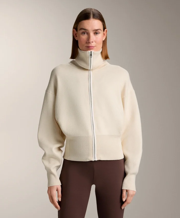 Veste en tricot avec fermeture éclair contrastée Veste en tricot avec fermeture éclair contrastée