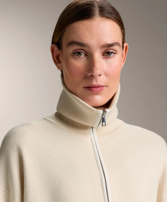 Veste en tricot avec fermeture éclair contrastée Veste en tricot avec fermeture éclair contrastée