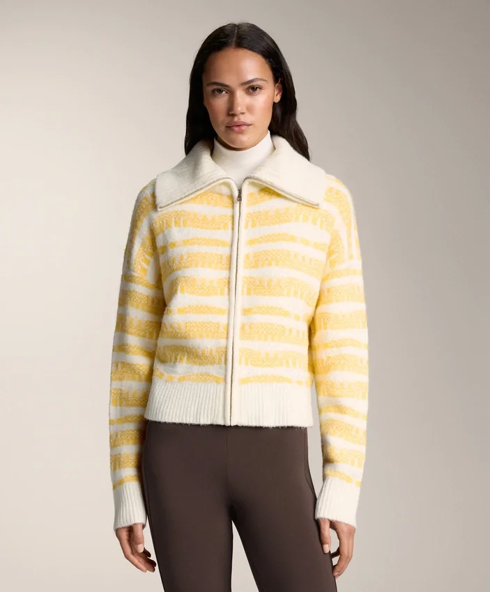 Veste en tricot jacquard rayé Veste en tricot jacquard rayé