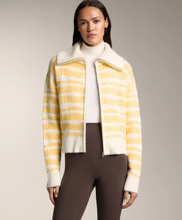 Veste en tricot jacquard rayé Veste en tricot jacquard rayé