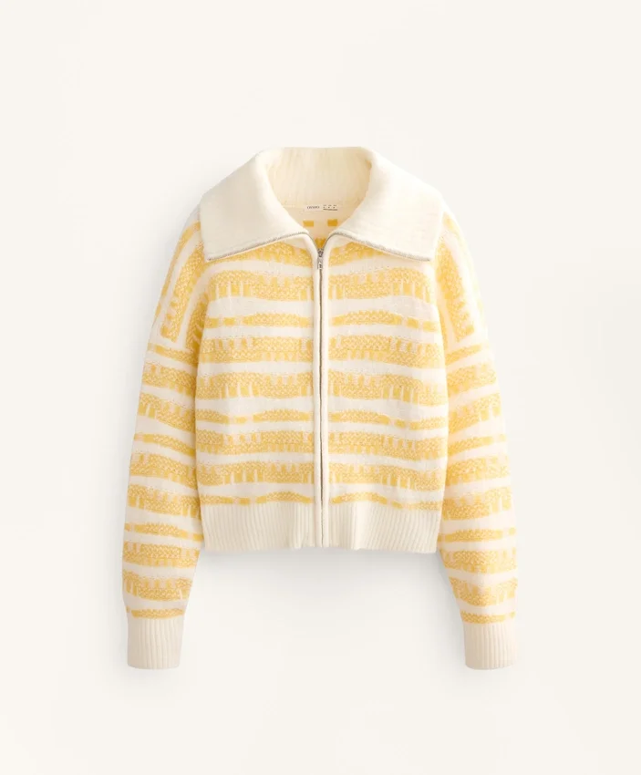 Veste en tricot jacquard rayé Veste en tricot jacquard rayé