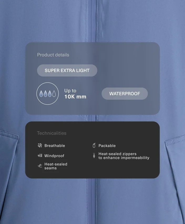 Veste imperméable 10K ultra-légère et compacte Veste imperméable 10K ultra-légère et compacte