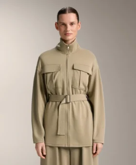 Veste longue au toucher Soft Touch en modal avec ceinture