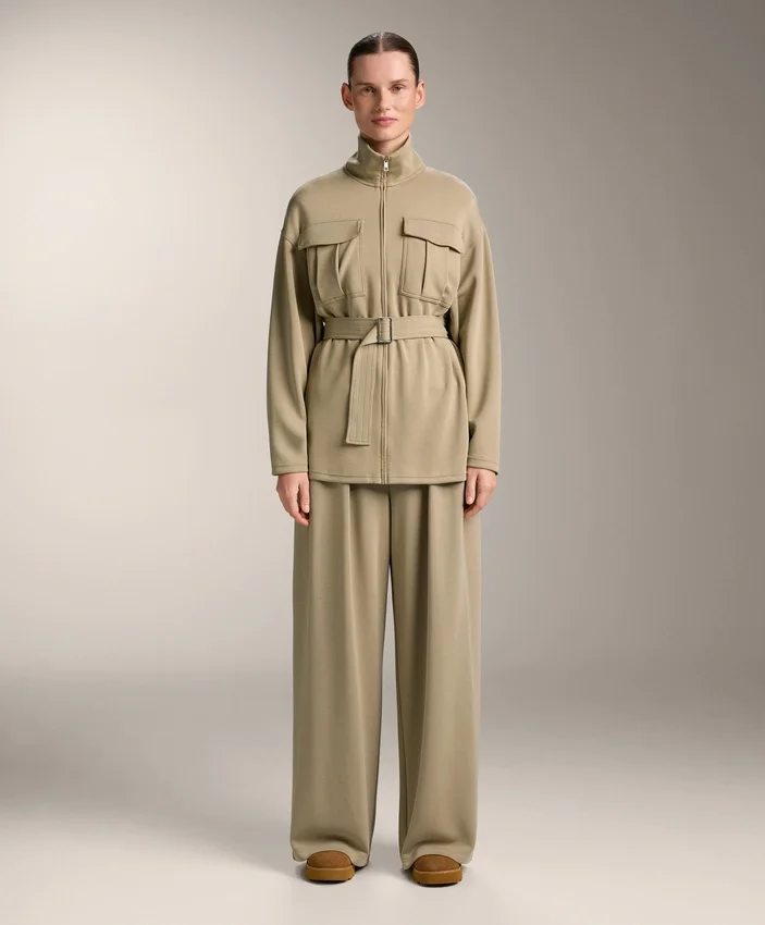 Veste longue au toucher Soft Touch en modal avec ceinture Veste longue au toucher Soft Touch en modal avec ceinture