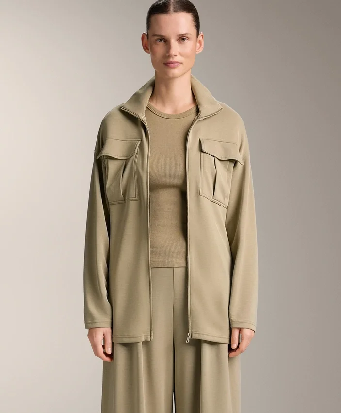 Veste longue au toucher Soft Touch en modal avec ceinture Veste longue au toucher Soft Touch en modal avec ceinture