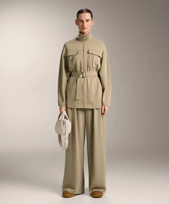 Veste longue au toucher Soft Touch en modal avec ceinture Veste longue au toucher Soft Touch en modal avec ceinture